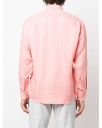 Chemise à manches longues en lin rose BOSS