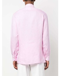 Chemise à manches longues en lin rose Kiton