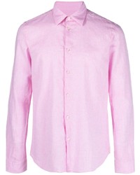 Chemise à manches longues en lin rose Manuel Ritz