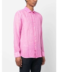 Chemise à manches longues en lin rose 120% Lino