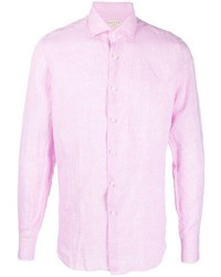 Chemise à manches longues en lin rose Xacus