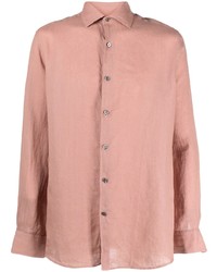 Chemise à manches longues en lin rose Zegna
