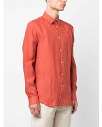 Chemise à manches longues en lin rouge Paul Smith