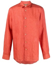 Chemise à manches longues en lin rouge Paul Smith