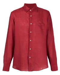 Chemise à manches longues en lin rouge PENINSULA SWIMWEA