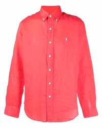 Chemise à manches longues en lin rouge Polo Ralph Lauren