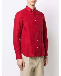 Chemise à manches longues en lin rouge Aspesi