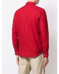 Chemise à manches longues en lin rouge Aspesi