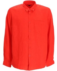 Chemise à manches longues en lin rouge Vilebrequin