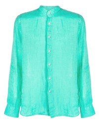 Chemise à manches longues en lin turquoise 120% Lino