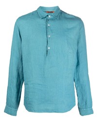 Chemise à manches longues en lin turquoise Barena