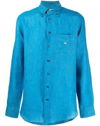 Chemise à manches longues en lin turquoise Etro