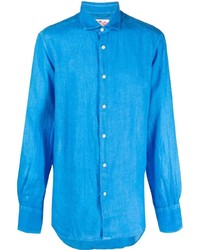 Chemise à manches longues en lin turquoise MC2 Saint Barth