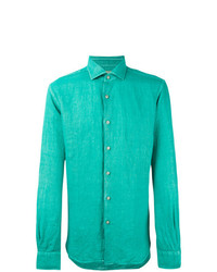 Chemise à manches longues en lin turquoise Xacus