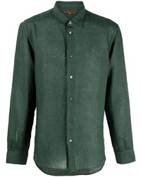 Chemise à manches longues en lin vert foncé Barena