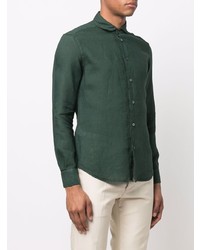 Chemise à manches longues en lin vert foncé Barena