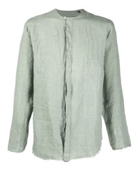 Chemise à manches longues en lin vert menthe Costumein