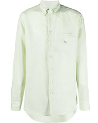 Chemise à manches longues en lin vert menthe Etro