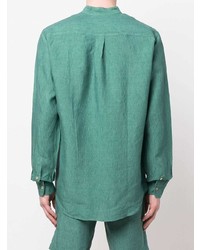 Chemise à manches longues en lin vert menthe Sease
