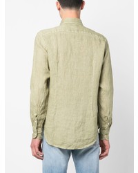 Chemise à manches longues en lin vert menthe Eleventy