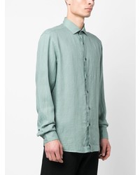 Chemise à manches longues en lin vert menthe Zegna