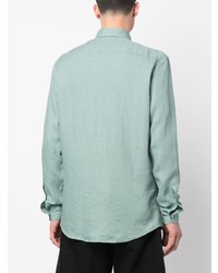 Chemise à manches longues en lin vert menthe Zegna