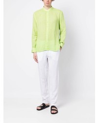 Chemise à manches longues en lin vert menthe 120% Lino