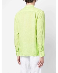 Chemise à manches longues en lin vert menthe 120% Lino