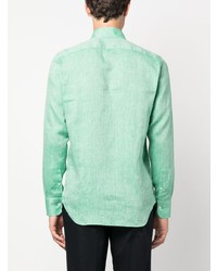 Chemise à manches longues en lin vert menthe Canali