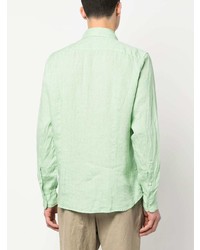 Chemise à manches longues en lin vert menthe Altea