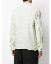 Chemise à manches longues en lin vert menthe Stone Island