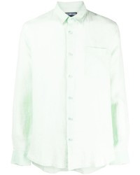 Chemise à manches longues en lin vert menthe Vilebrequin