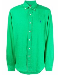 Chemise à manches longues en lin verte Polo Ralph Lauren