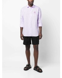 Chemise à manches longues en lin violet clair Philipp Plein
