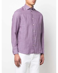 Chemise à manches longues en lin violet clair Drumohr