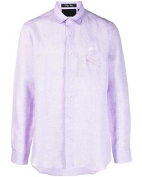 Chemise à manches longues en lin violet clair Philipp Plein