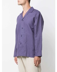 Chemise à manches longues en lin violette Homme Plissé Issey Miyake