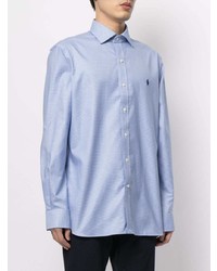 Chemise à manches longues en pied-de-poule bleu clair Polo Ralph Lauren