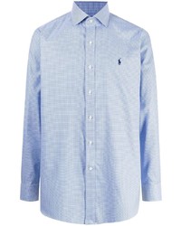 Chemise à manches longues en pied-de-poule bleu clair Polo Ralph Lauren