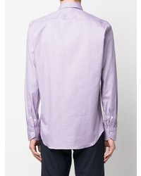 Chemise à manches longues en pied-de-poule violet clair Canali