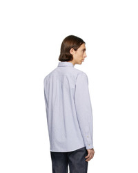 Chemise à manches longues en seersucker à rayures verticales blanc et bleu A.P.C.