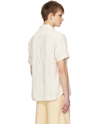 Chemise à manches longues en seersucker à rayures verticales blanche Corridor