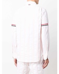 Chemise à manches longues en seersucker à rayures verticales rose Thom Browne