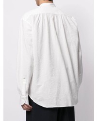 Chemise à manches longues en seersucker blanche BOURRIENNE