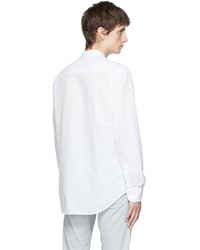 Chemise à manches longues en seersucker blanche Giorgio Armani