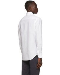 Chemise à manches longues en seersucker blanche Giorgio Armani