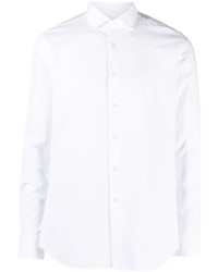 Chemise à manches longues en seersucker blanche Xacus