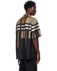 Chemise à manches longues en soie à carreaux noire Burberry