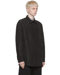 Chemise à manches longues en soie à clous noire Valentino