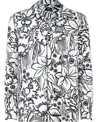 Chemise à manches longues en soie à fleurs blanche Fendi